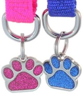 Customized Laser Etched Glitter Paw Pet ID Tags